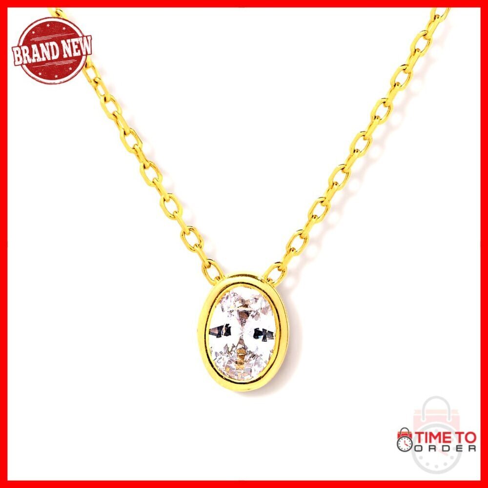 925 Sterling Silver Cubic Zirconia Pendant Necklace, Adjustable Chain